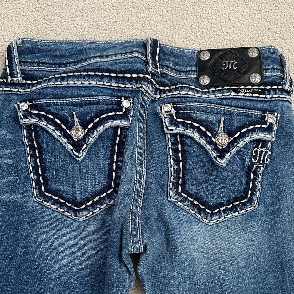 Miss Me Blue Jeans with White Stitching